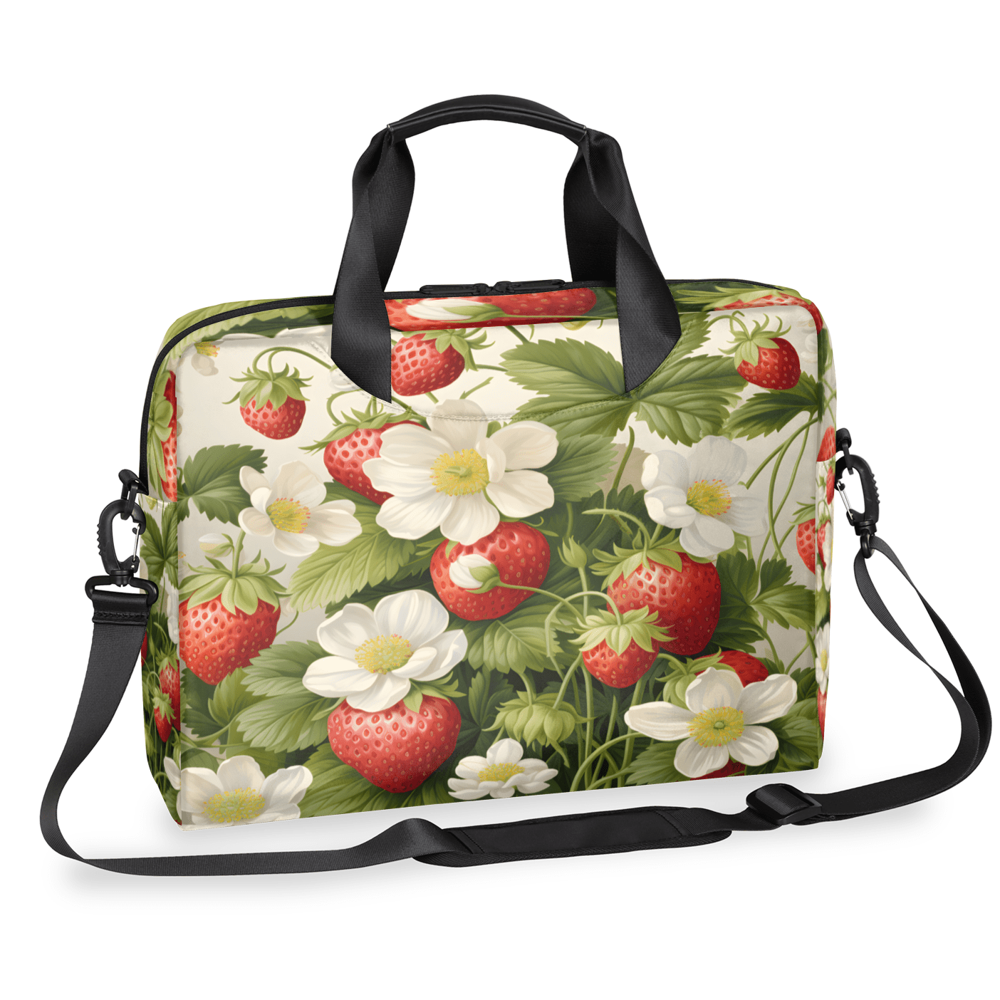 Herdesigns Cute Strawberry Fruit Laptop Bag for Women Men, Computer Case Briefcase Messenger Bags, 15-15.6 inch Laptop Sleeve Shoulder Bag