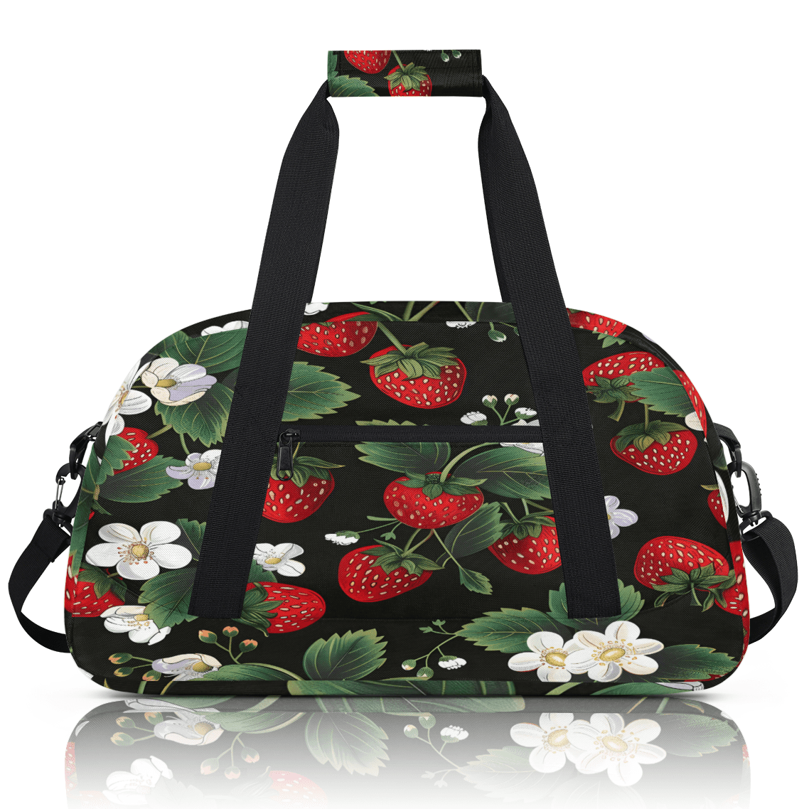 Herdesigns Cute Strawberry Sports Duffle Bag for Women & Men, Gym Bag Dance Bag Overnight Bag Carry On Weekender Travel Bag