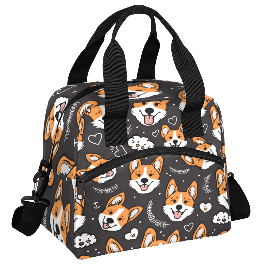 Herdesigns Cute Welsh Corgi Dog Insulated Lunch Bag for Women Men Adults Large Reusable Lunch Box Leakproof Portable Cooler Tote Bags with Adjustable Shoulder Strap