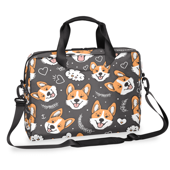 Herdesigns Cute Welsh Corgi Dog Laptop Bag for Women Men, Computer Case Briefcase Messenger Bags, 15-15.6 inch Laptop Sleeve Shoulder Bag
