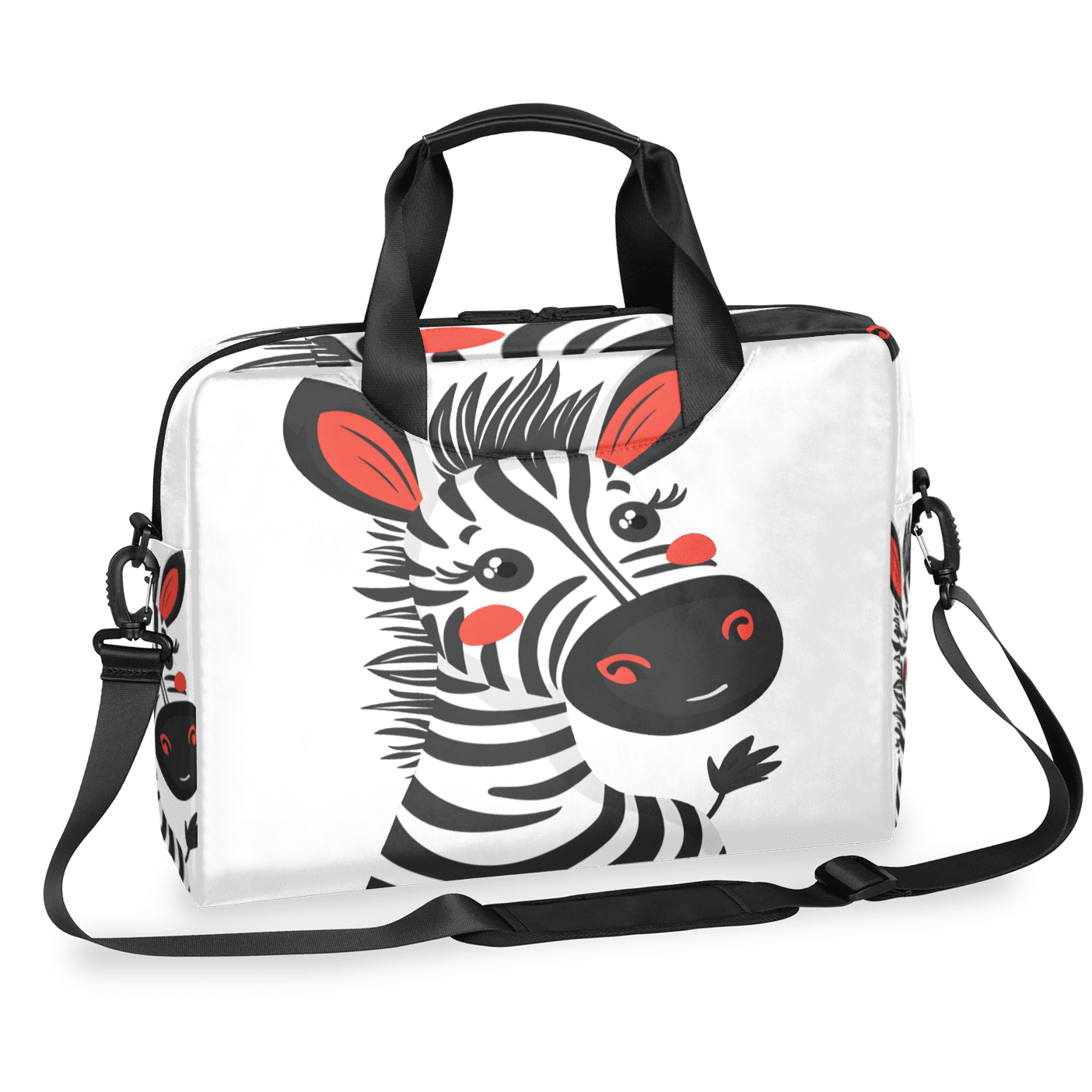 Herdesigns Cute Zebra Laptop Bag for Women Men, Computer Case Briefcase Messenger Bags, 15-15.6 inch Laptop Sleeve Shoulder Bag