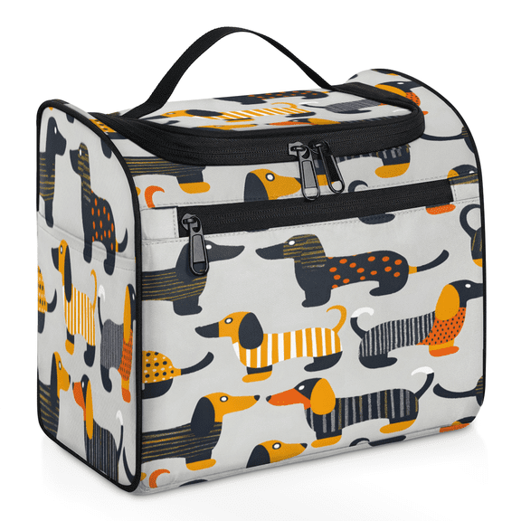 Herdesigns Dachshund Dog Hanging Toiletry Bag for Women, Cute Waterproof Makeup Organizer Cosmetic Travel Bag for Accessories