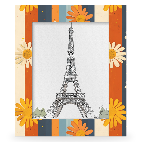 Herdesigns Daisy Floral Flowers 8x10 Picture Frame, Boho Wood Photo Frame for Wall & Tabletop, Vertical & Horizontal Display Home Decor