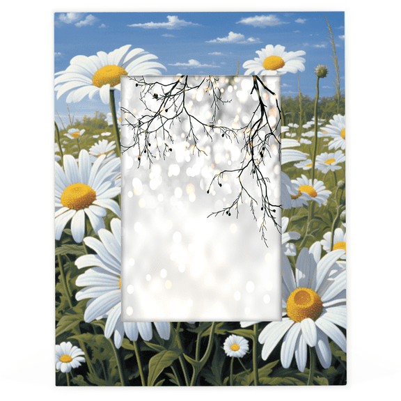 Herdesigns Daisy Flower 4x6 Picture Frame Floral Wood Photo Frame Table Display or Wall Hanging Decoration for Vertical or Horizontal Display