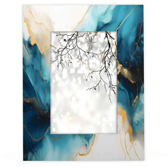 Herdesigns Dark Blue Marble 5x7 Picture Frame, Wood Photo Frame for Living Room Bedroom, Vertical & Horizontal Display