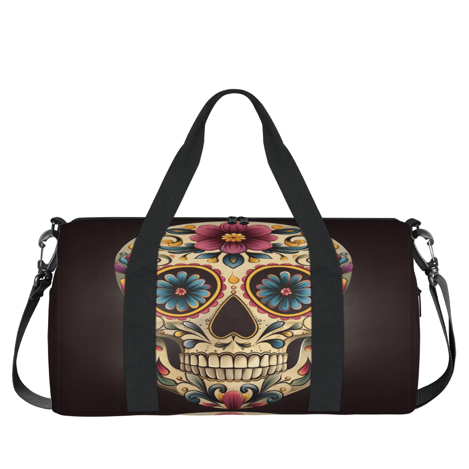Herdesigns Day The Dead Skull Halloween Gym Bag for Women, Duffle Bag for Travel Sport, Lightweight Waterproof Carry on Weekender Overnight Dance Yoga Workout Bags