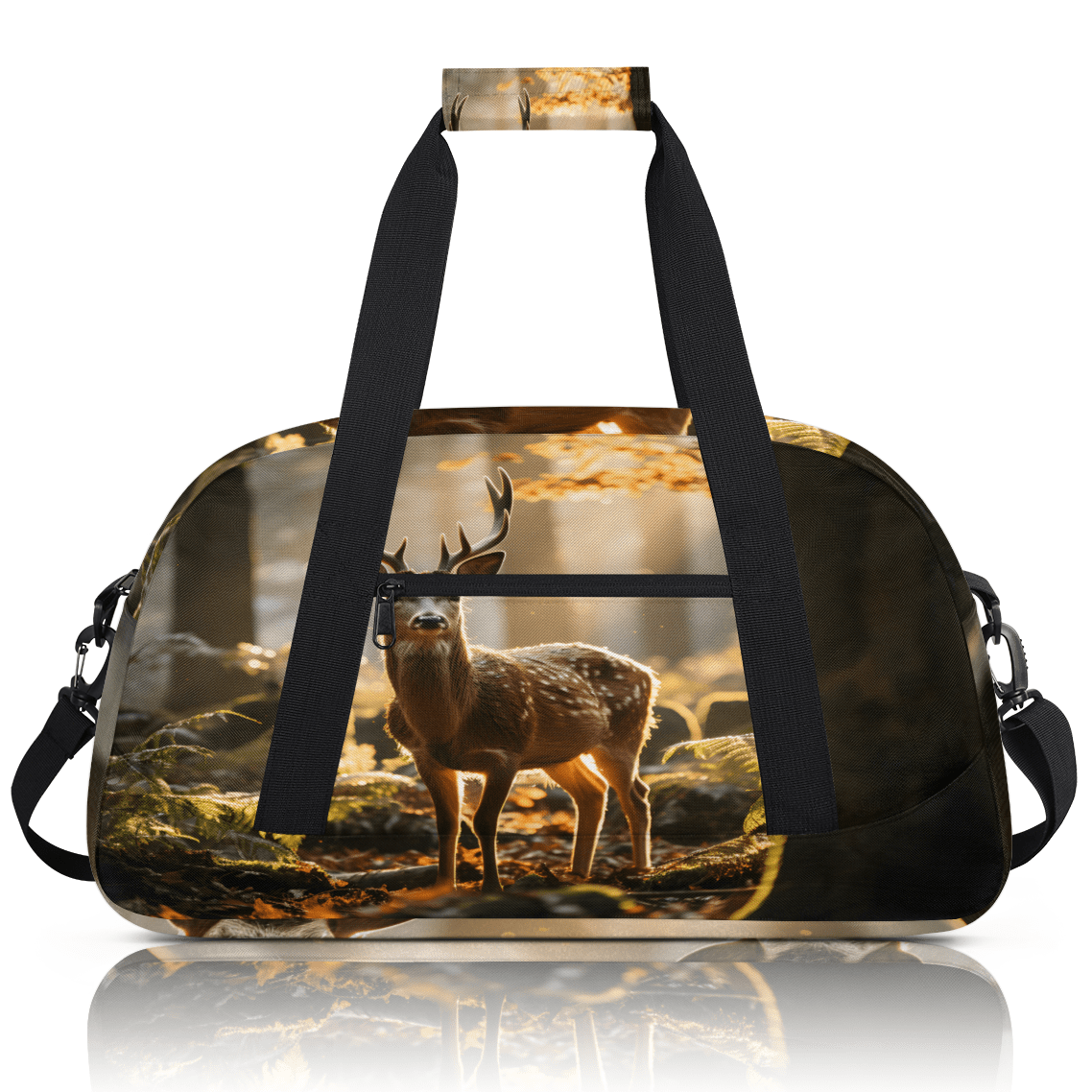 Herdesigns Deer Sports Duffle Bag for Women & Men, Forest Animals Gym Bag Dance Bag Overnight Bag Carry On Weekender Travel Bag