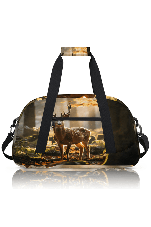 Deer Sports Duffle Bag for Women & Men, Forest Animals Gym Bag Dance Bag Overnight Bag Carry On Weekender Travel Bag