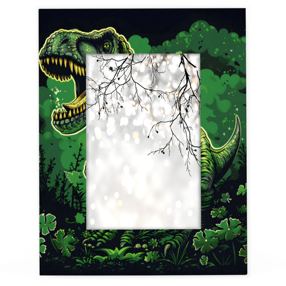 Herdesigns Dinosaur Animal 4x6 Picture Frame Wood Photo Frame Table Display or Wall Hanging Decoration for Vertical or Horizontal Display