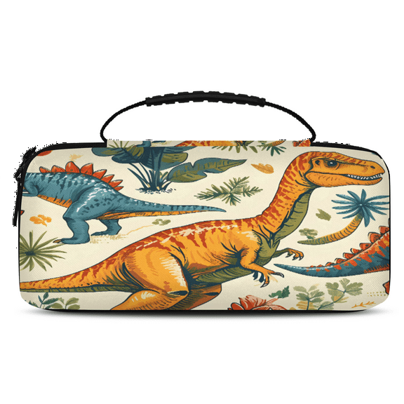 Herdesigns Dinosaur Carry Case Compatible with Nintendo Switch 2017 & Oled 2021, with 20 Game Card Slots, Animals Portable Travel Carrying Case Pouch for Accessories & Games