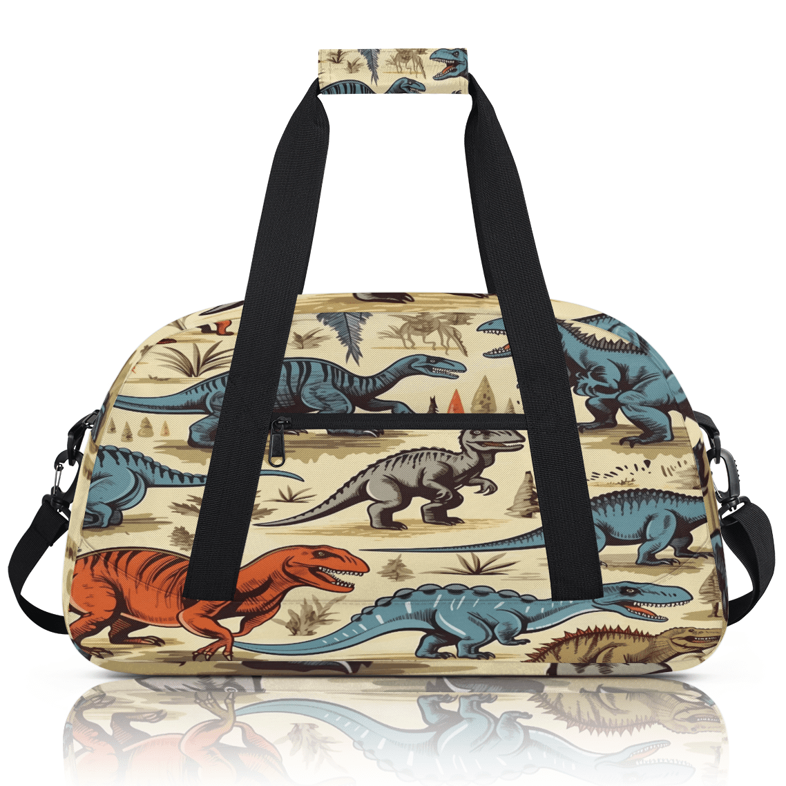 Herdesigns Dinosaur Cartoon Dino Sports Duffle Bag for Women & Men, Gym Bag Dance Bag Overnight Bag Carry On Weekender Travel Bag
