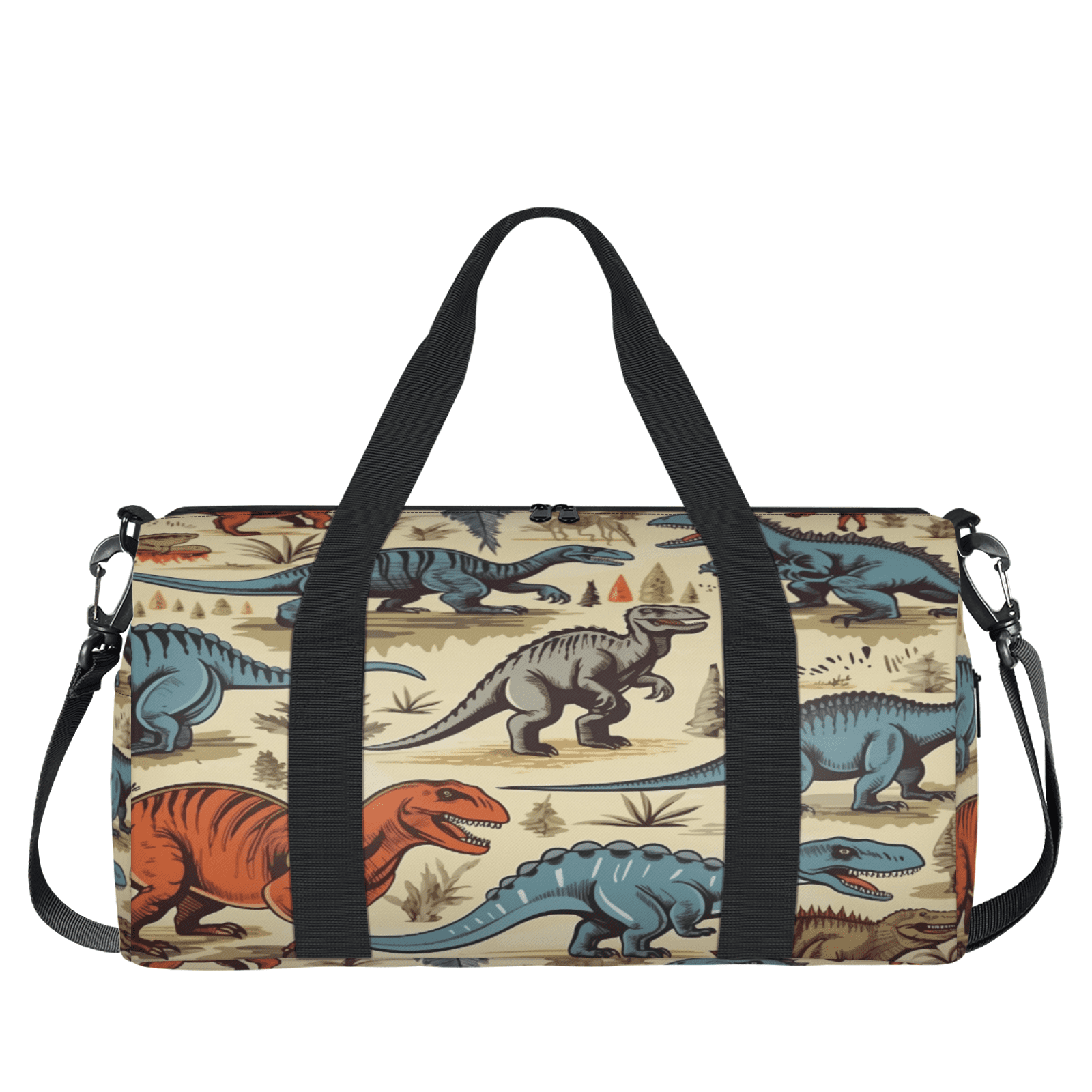 Herdesigns Dinosaur Cartoon Dino Travel Duffle Bag Sports Yoga Weekender Overnight Carry on Workout Bags Lightweight Waterproof Gym Tote Bag for Women