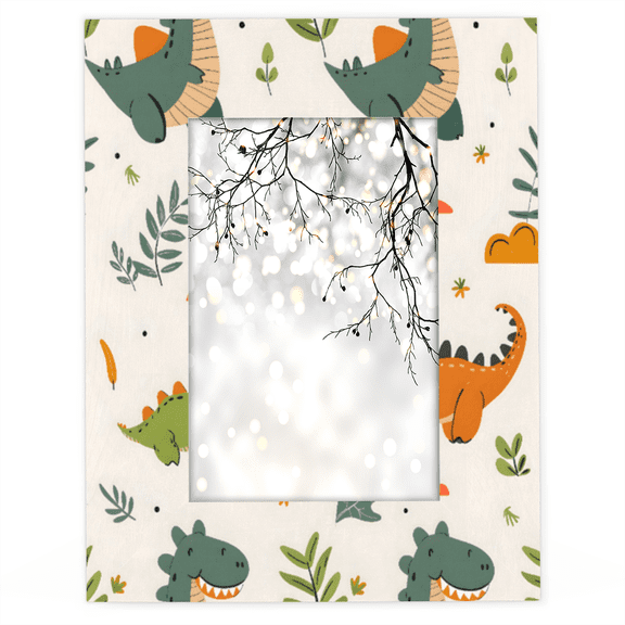 Herdesigns Dinosaur Cute Animal 4x6 Picture Frame Wood Photo Frame Table Display or Wall Hanging Decoration for Vertical or Horizontal Display