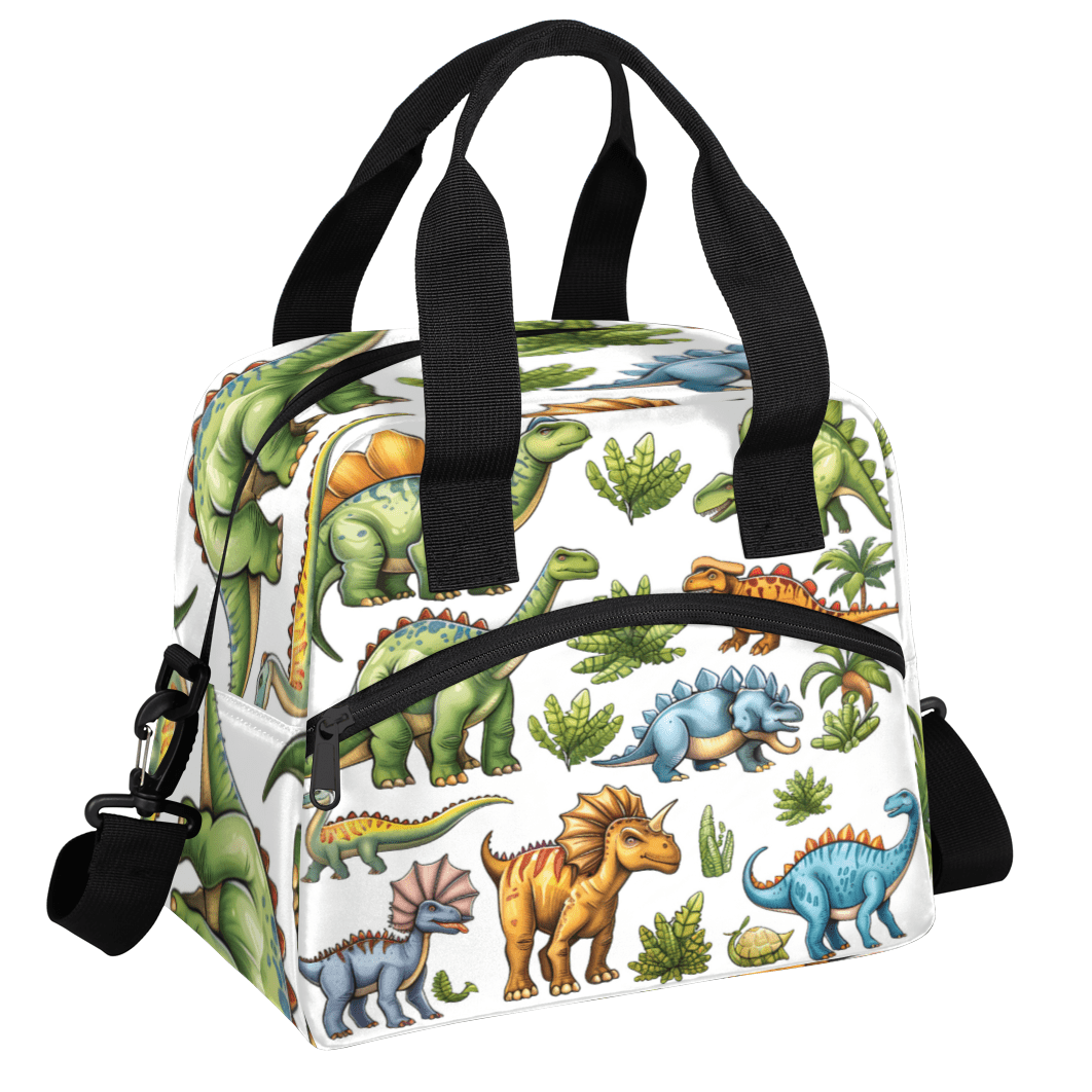 Herdesigns Dinosaur Insulated Lunch Bag for Women Men Adults Large Reusable Lunch Box Dinosaur Theme Leakproof Cooler Tote Bags with Adjustable Shoulder Strap
