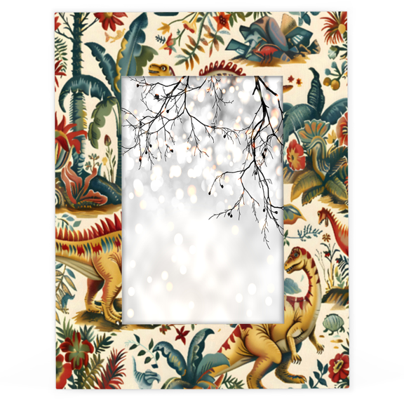 Herdesigns Dinosaur Pattern 4x6 Picture Frame Wood Photo Frame Table Display or Wall Hanging Decoration for Vertical or Horizontal Display