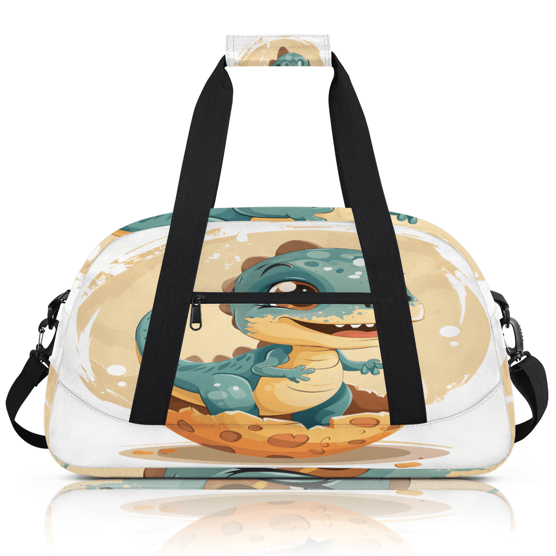 Herdesigns Dinosaur Sports Duffle Bag for Women & Men, Cute Gym Bag Dance Bag Overnight Bag Carry On Weekender Travel Bag