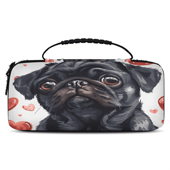 Herdesigns Dog Carry Case Compatible with Nintendo Switch 2017 & Oled 2021, with 20 Game Card Slots, Heart Dog Portable Travel Carrying Case Pouch for Accessories & Games