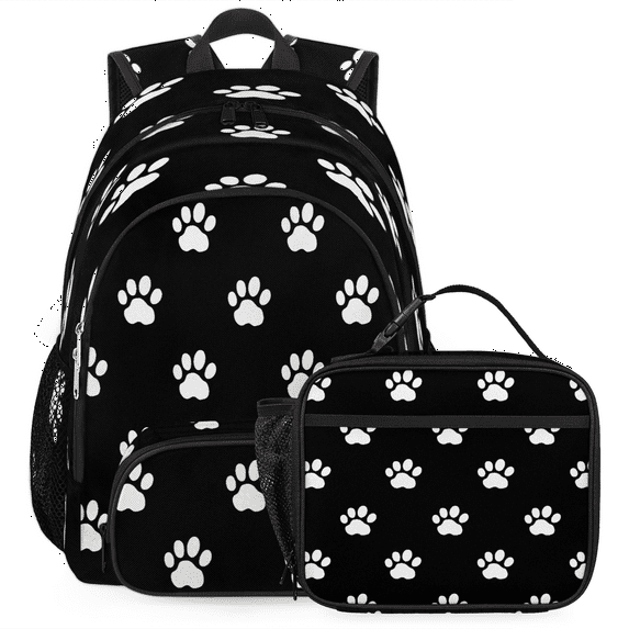 Herdesigns Dog Paw Large Backpack Set with Lunch Box Lightweight Water Resistant Travel Laptop Backpacks Casual Daypacks for Women Men