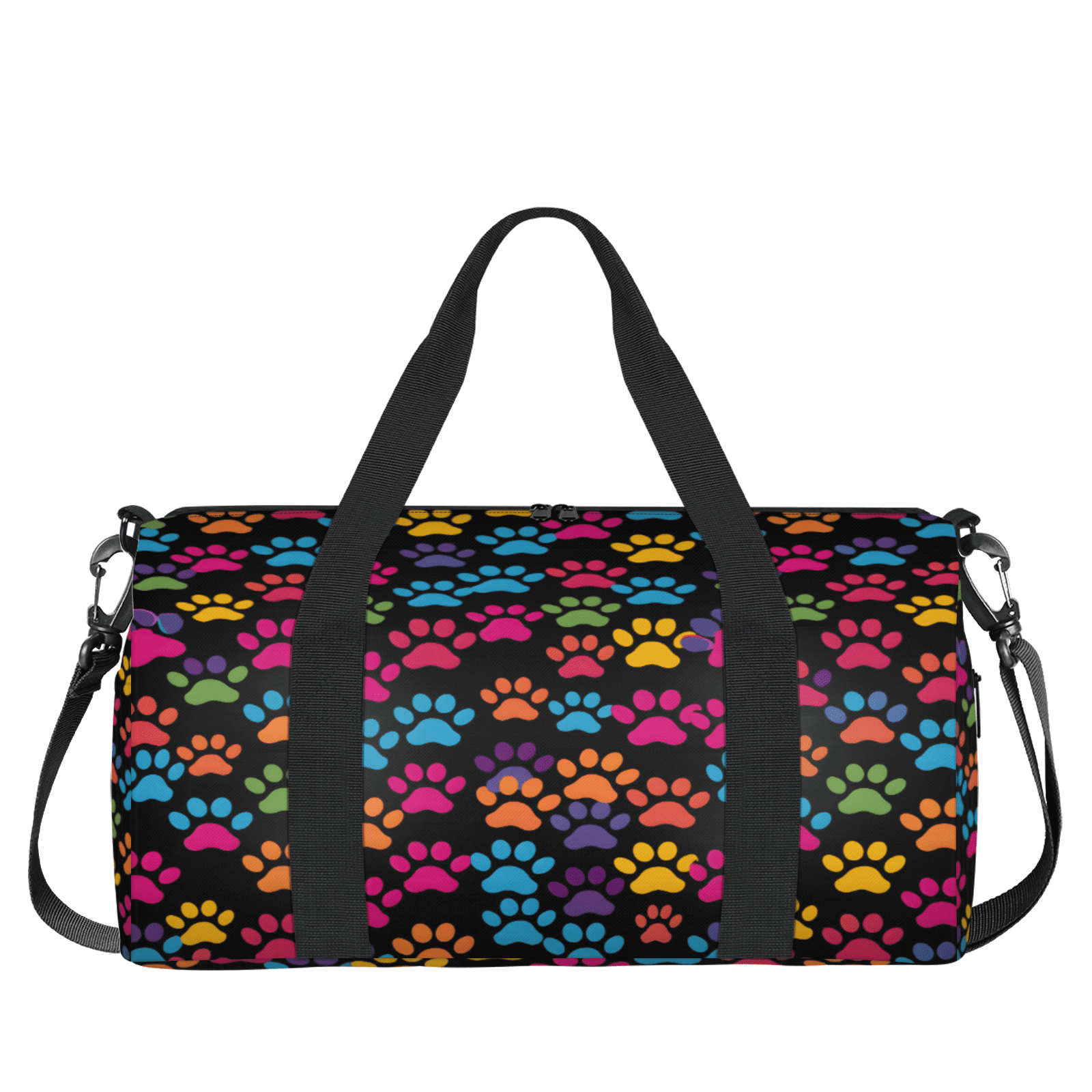Herdesigns Dog Paw Pint Colorful Gym Bag for Women, Duffle Bag for Travel Sport, Lightweight Waterproof Carry on Weekender Overnight Dance Yoga Workout Bags