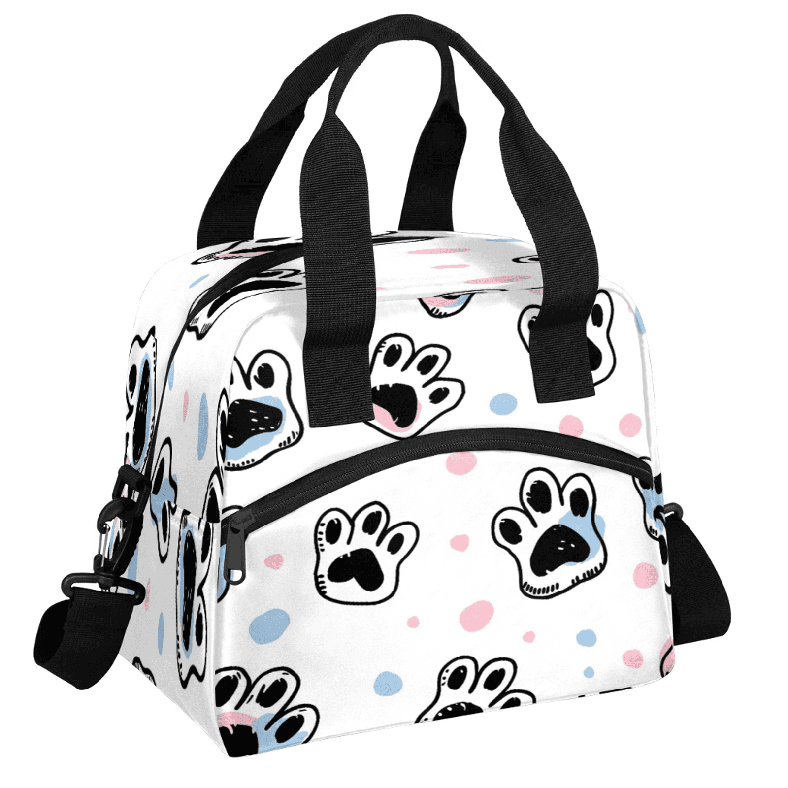Herdesigns Dog Paw Print Insulated Lunch Bag for Women Men Adult, Reusable Insulated Cooler Lunch Box Lunch Tote Bag for Work Picnic Beach