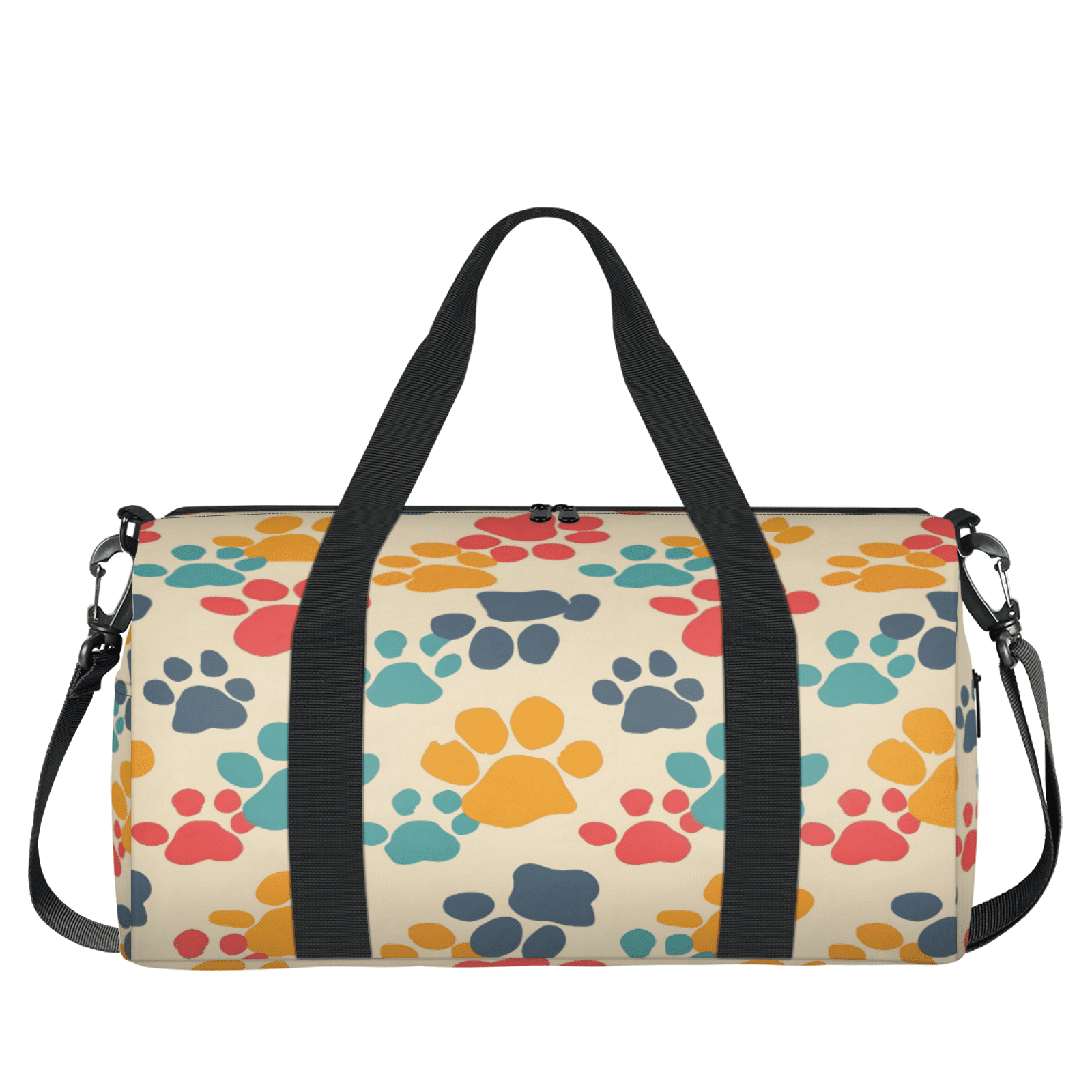 Herdesigns Dog Paw Print Pet Gym Bag for Women, Duffle Bag for Travel Sport, Lightweight Waterproof Carry on Weekender Overnight Dance Yoga Workout Bags