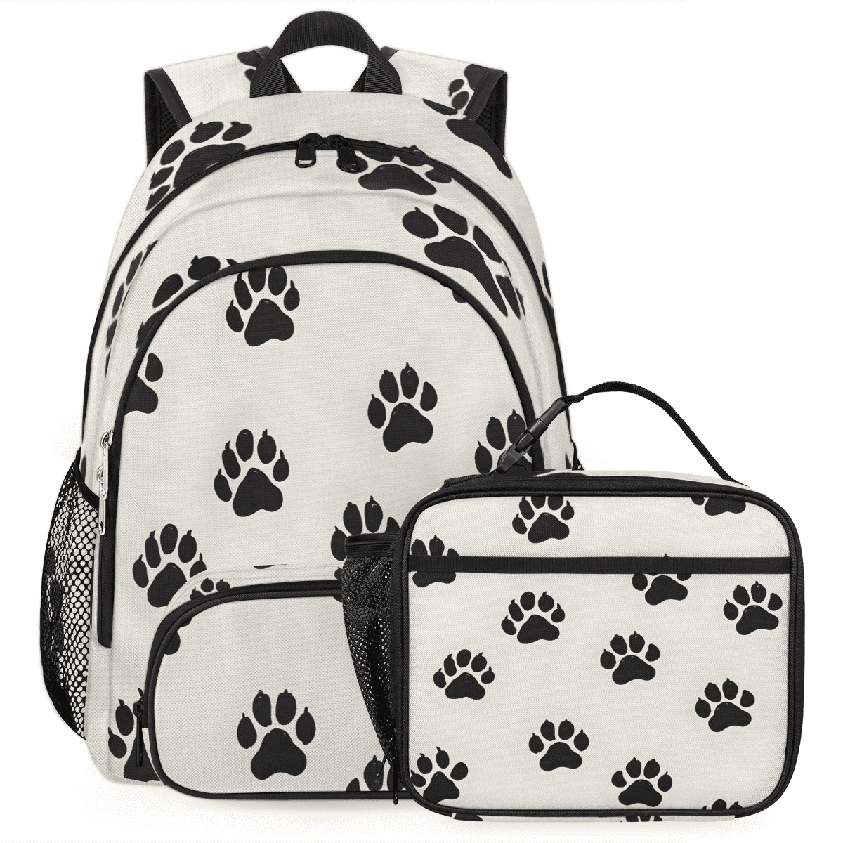Herdesigns Dog Paws Backpack with Lunch Box Cute Footprints Lightweight ...