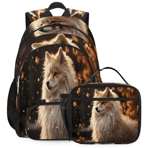 Herdesigns Dog Print Backpack with Lunch Box Dogs Lightweight Large Travel Work Laptop Backpacks Set Casual Daypacks