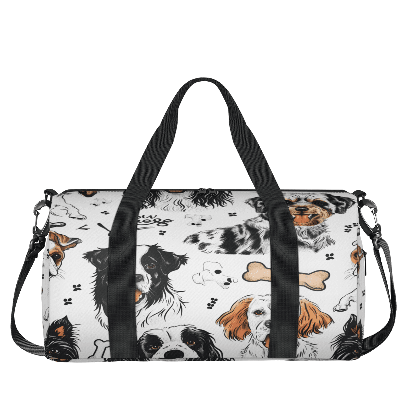 Herdesigns Dog Print Gym Bag for Women, Duffle Bag for Travel Sport, Lightweight Waterproof Carry on Weekender Overnight Dance Yoga Workout Bags