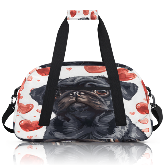 Herdesigns Dog Sports Duffle Bag for Women & Men, Heart Dog Gym Bag Dance Bag Overnight Bag Carry On Weekender Travel Bag