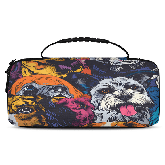 Herdesigns Dogs Colorful Carrying Case for Nintendo Switch OLED Model 2021 & Switch 2017 with 20 Game Card Slots, Portable Travel Carry Case for Accessories and Console