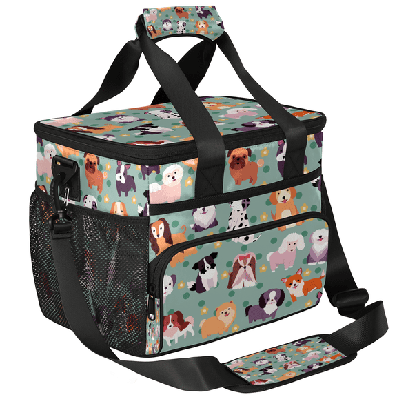 Herdesigns Dogs Insulated Large Lunch Bag Lunchbox Reusable Leakproof Cooler Bags with Shoulder Strap for Adult Men Women Work Picnic