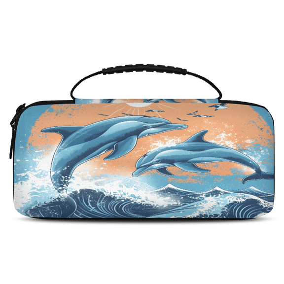 Herdesigns Dolphin Carry Case Compatible with Nintendo Switch 2, with 20 Game Card Slots, Sea Animals Blue Ocean Portable Travel Carrying Case Pouch for Accessories & Games