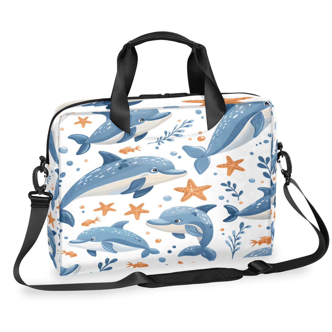 Herdesigns Dolphin Laptop Bag for Women Men, Computer Case Briefcase Messenger Bags, 15-15.6 inch Laptop Sleeve Shoulder Bag