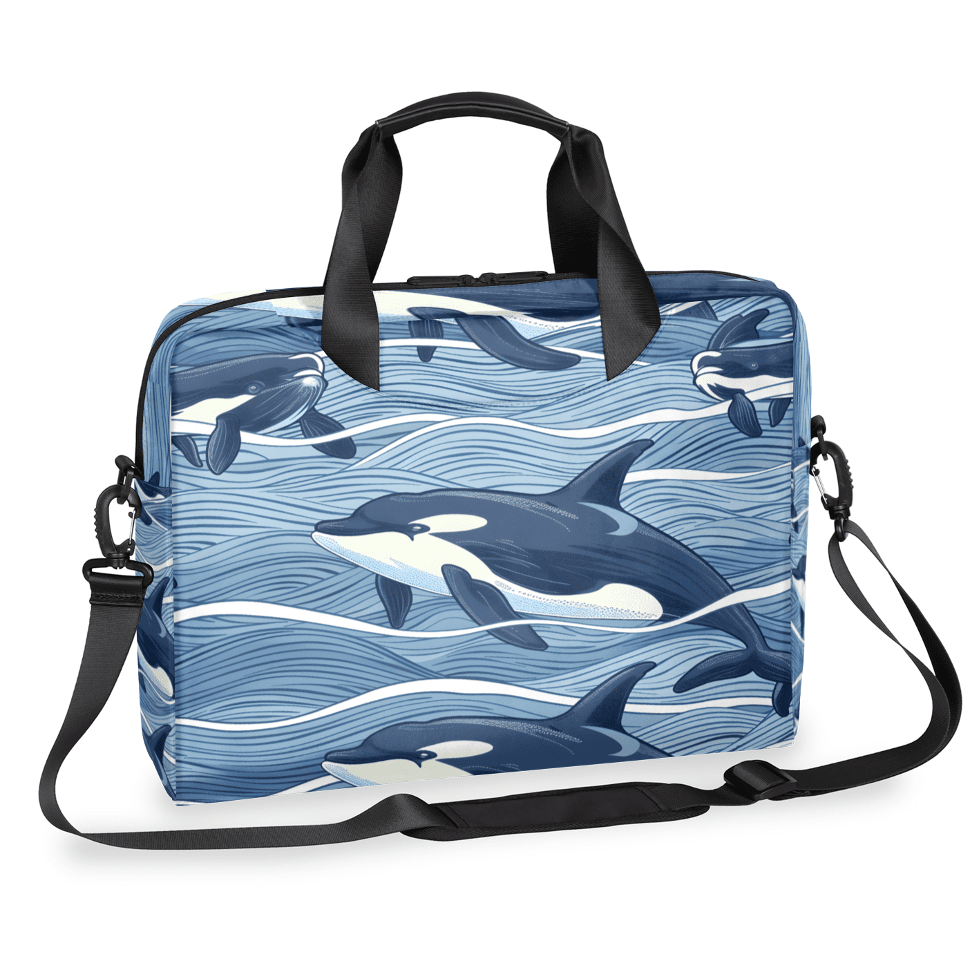 Herdesigns Dolphin Laptop Bag for Women Men, Computer Case Briefcase Messenger Bags, 15-15.6 inch Laptop Sleeve Shoulder Bag