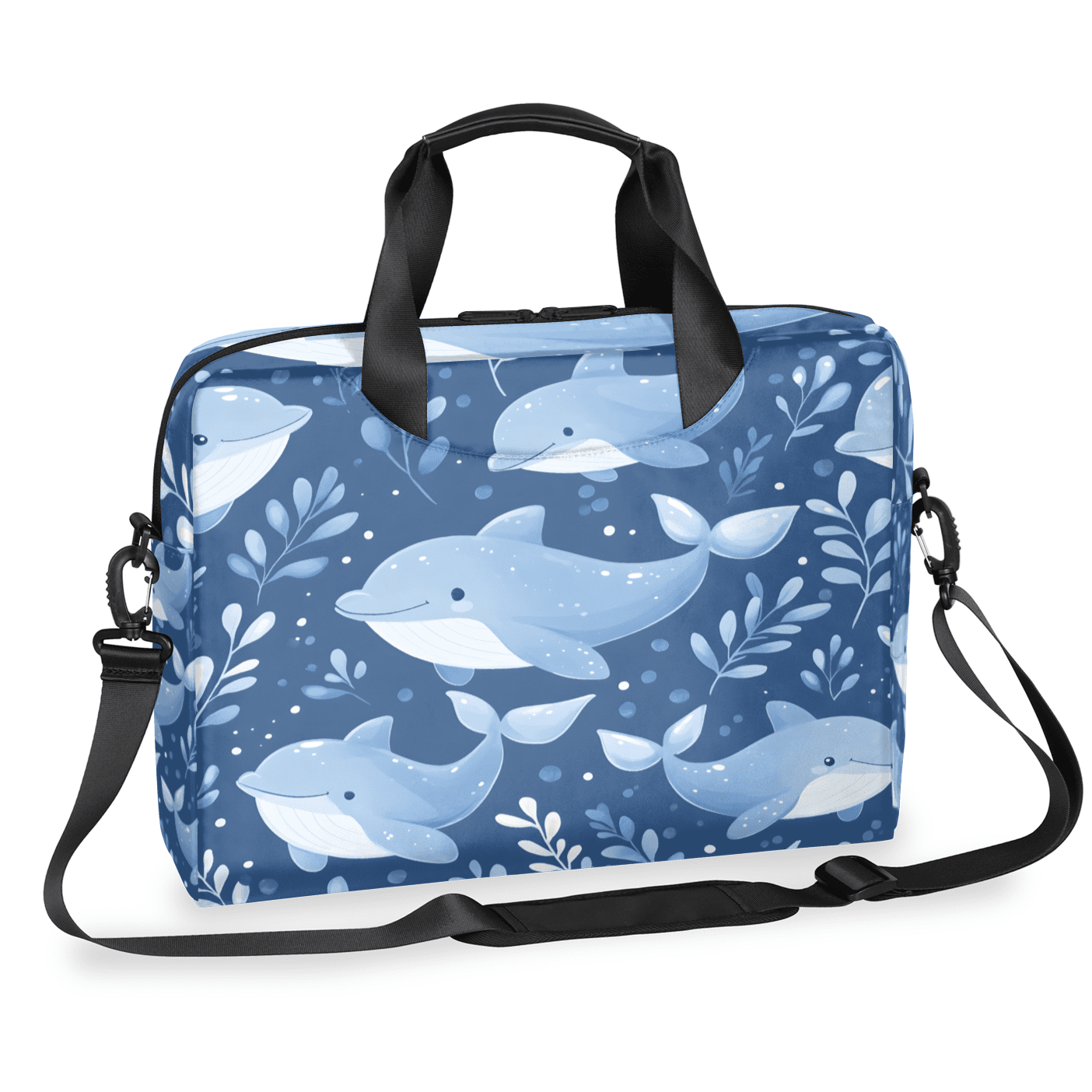Herdesigns Dolphin Laptop Bag for Women Men, Computer Case Briefcase Messenger Bags, 15-15.6 inch Laptop Sleeve Shoulder Bag