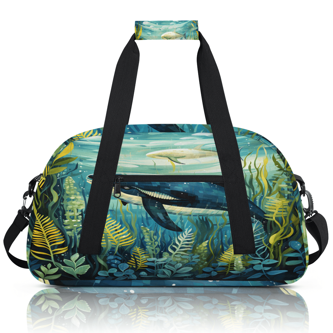 Herdesigns Dolphin Sports Duffle Bag for Women & Men, Ocean Animal Gym Bag Dance Bag Overnight Bag Carry On Weekender Travel Bag
