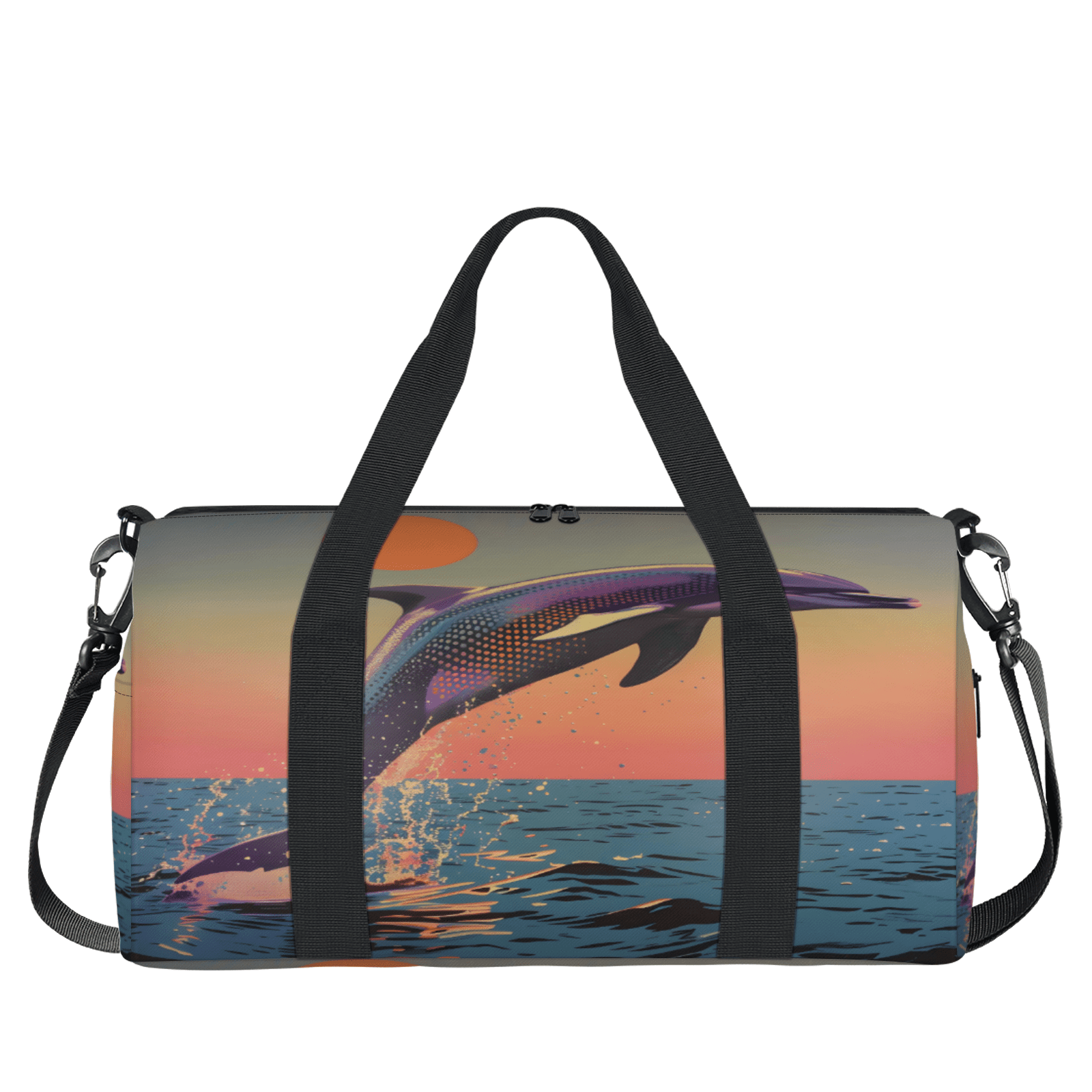 Herdesigns Dolphin Travel Duffle Bag Sports Yoga Weekender Overnight Carry on Workout Bags Lightweight Waterproof Gym Tote Bag for Women