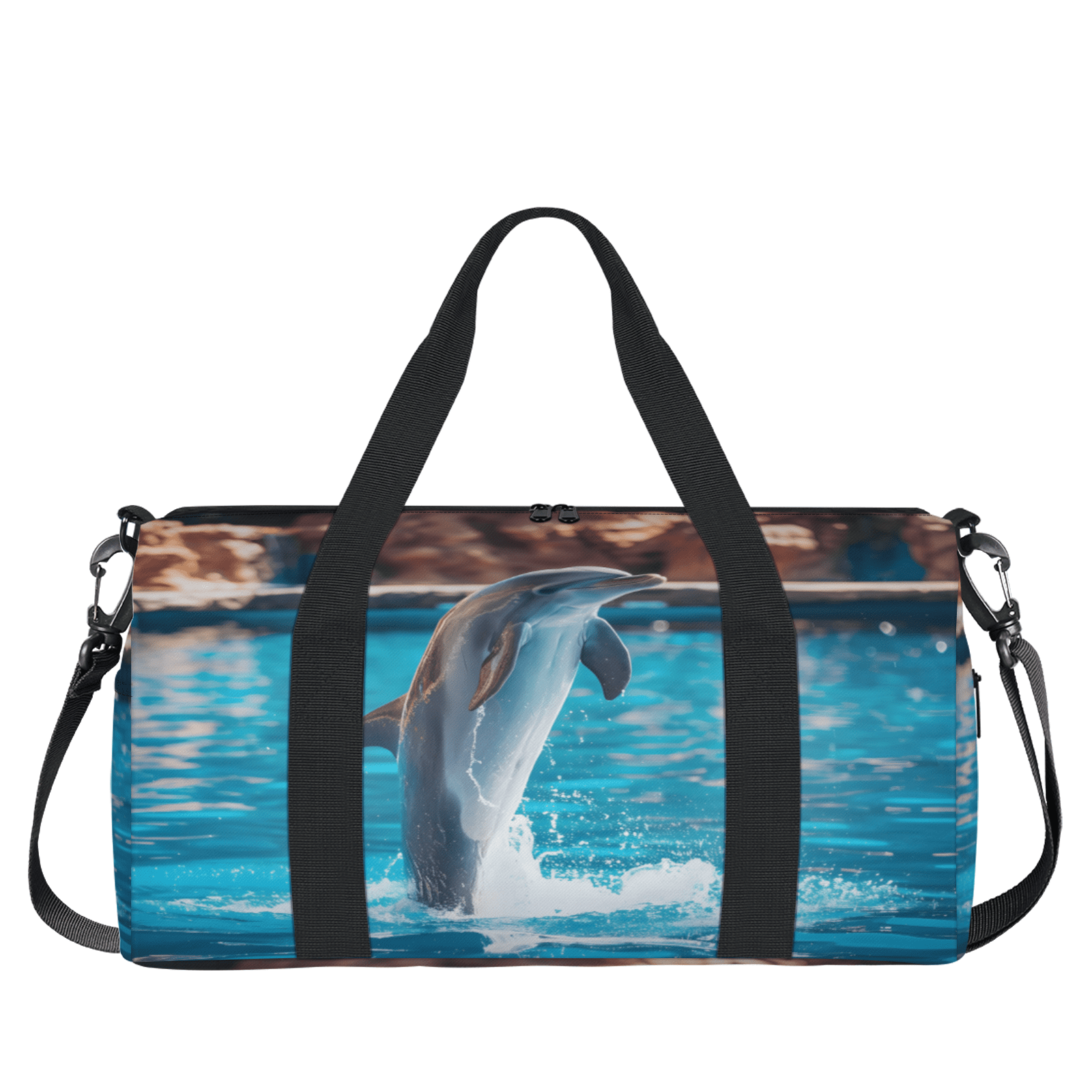 Herdesigns Dolphin Travel Duffle Bag Sports Yoga Weekender Overnight Carry on Workout Bags Lightweight Waterproof Gym Tote Bag for Women