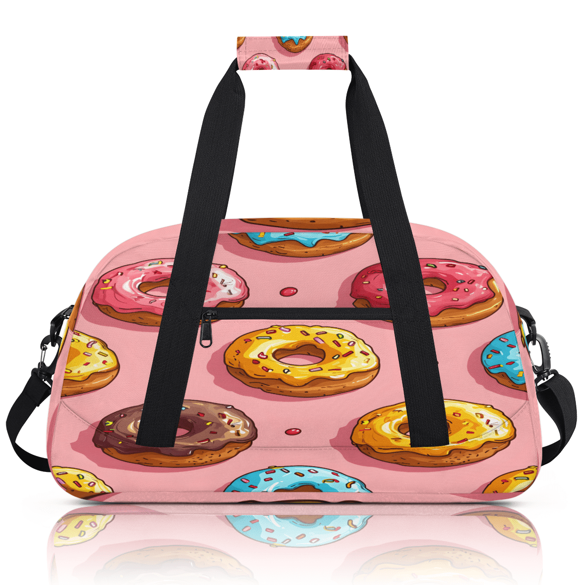 Herdesigns Donuts Sports Duffle Bag for Women & Men, Sweet Donut Gym Bag Dance Bag Overnight Bag Carry On Weekender Travel Bag