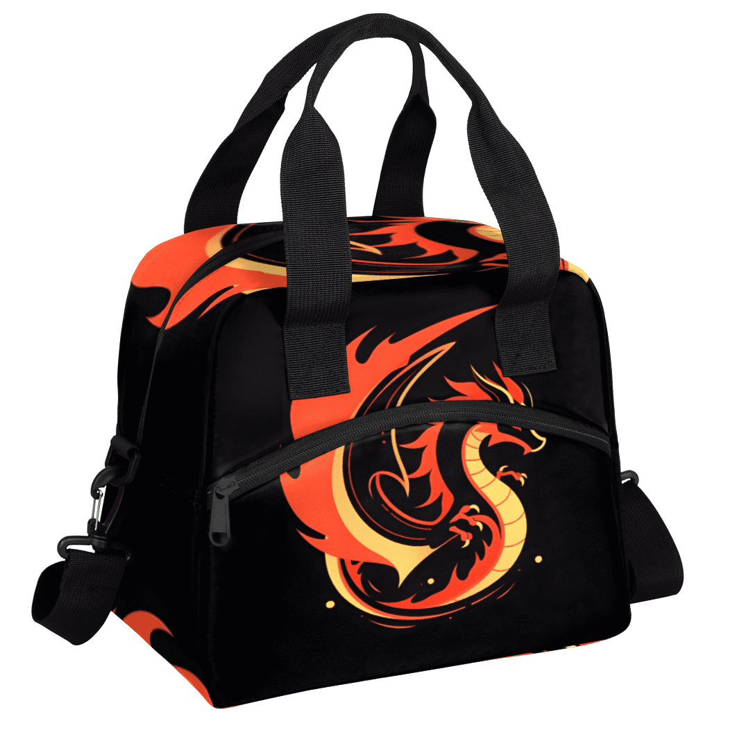 Herdesigns Dragon Insulated Lunch Bag for Women Men Adults Large Reusable Lunch Box Funny Leakproof Cooler Tote Bags with Adjustable Shoulder Strap