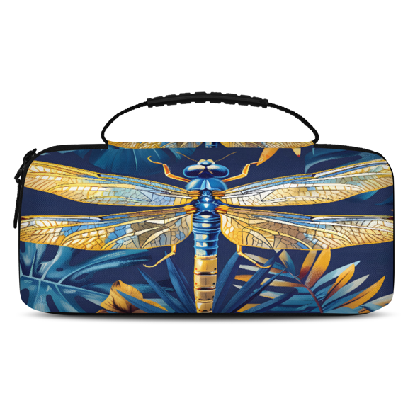 Herdesigns Dragonfly Carry Case Compatible with Nintendo Switch 2017 & Oled 2021, with 20 Game Card Slots, Dragonflies Portable Travel Carrying Case Pouch for Accessories & Games