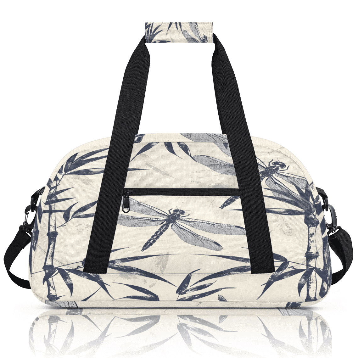 Herdesigns Dragonfly Sports Duffle Bag for Women & Men, Leaves Rustic Botanical Gym Bag Dance Bag Overnight Bag Carry On Weekender Travel Bag