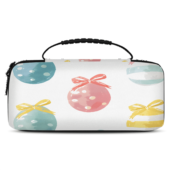 Herdesigns Easter Eggs Carry Case Compatible with Nintendo Switch 2, with 20 Game Card Slots, Cute Painted Eggs Bow Portable Travel Carrying Case Pouch for Accessories & Games