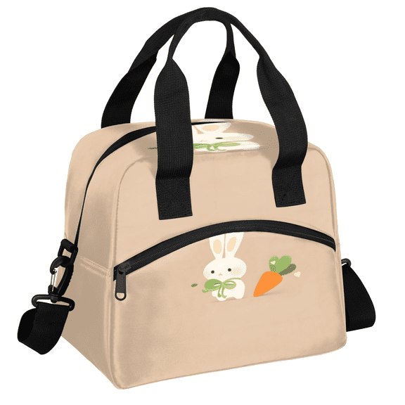 Herdesigns Easter Insulated Lunch Bag for Women Men Adults Large Reusable Lunch Box Cute Rabbit Carrot Leakproof Cooler Tote Bags with Adjustable Shoulder Strap