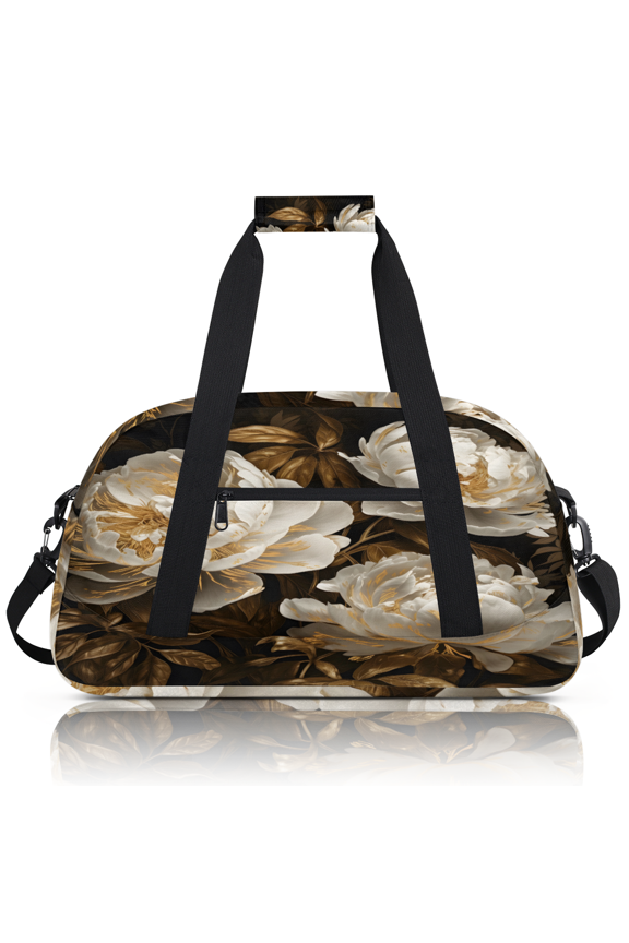 Elegant Flowers Sports Duffle Bag for Women & Men, Floral Gym Bag Dance Bag Overnight Bag Carry On Weekender Travel Bag
