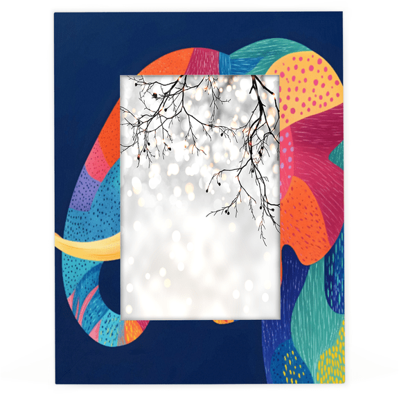 Herdesigns Elephant 5x7 Picture Frame, Wild Animal Wood Photo Frame for Living Room Bedroom, Vertical & Horizontal Display
