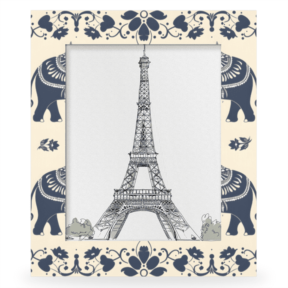 Herdesigns Elephant 8x10 Picture Frame, Animal Print Wood Photo Frame for Wall & Tabletop, Vertical & Horizontal Display Home Decor
