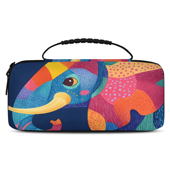 Herdesigns Elephant Carry Case Compatible with Nintendo Switch OLED 2021/Switch 2017, Wild Animal Protective Travel Switch Carrying Case with 20 Game Card Slots for Switch Console & Accessories