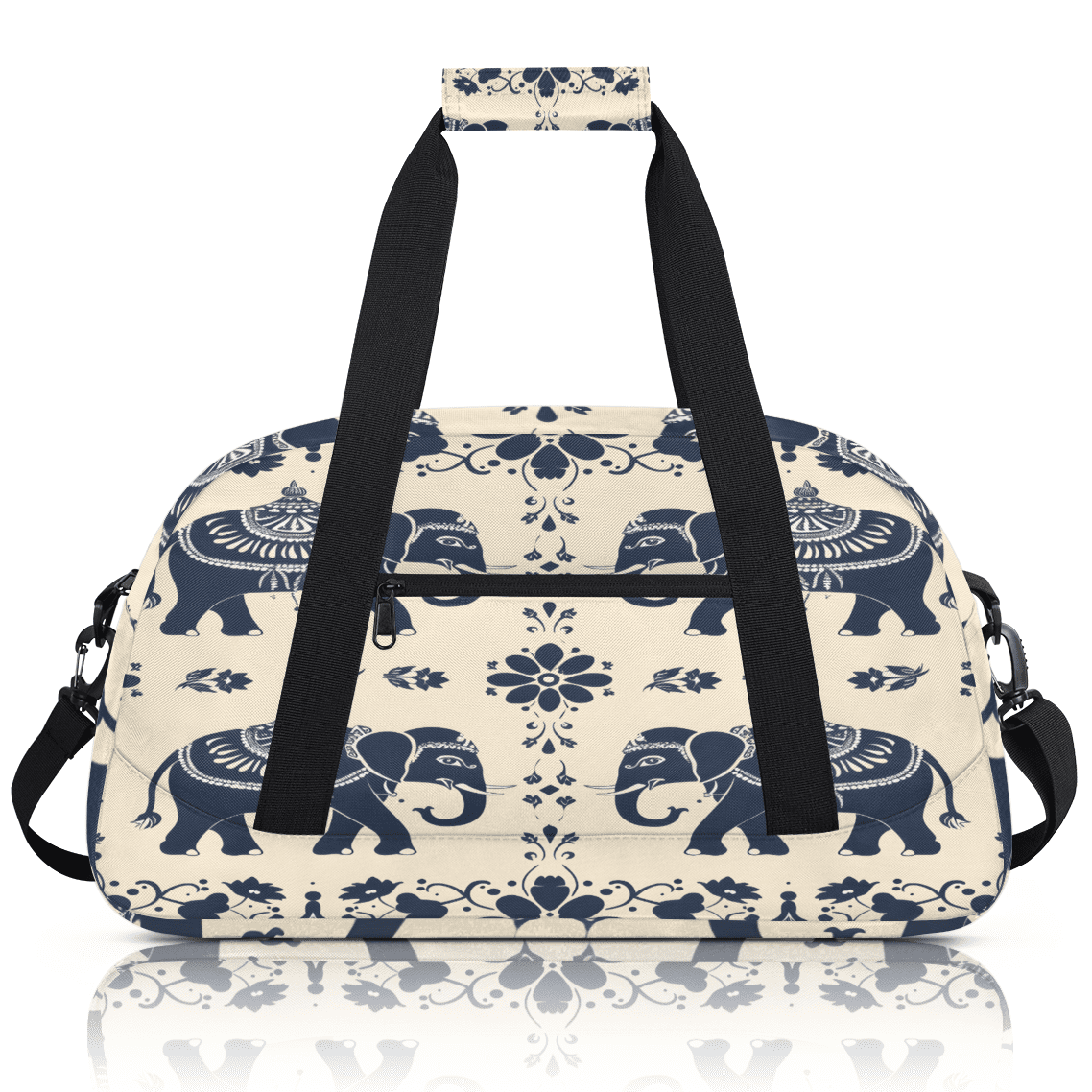 Herdesigns Elephant Sports Duffle Bag for Women & Men, Animal Print Gym Bag Dance Bag Overnight Bag Carry On Weekender Travel Bag