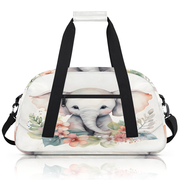 Herdesigns Elephant Sports Duffle Bag for Women & Men, Cute Elephant Gym Bag Dance Bag Overnight Bag Carry On Weekender Travel Bag